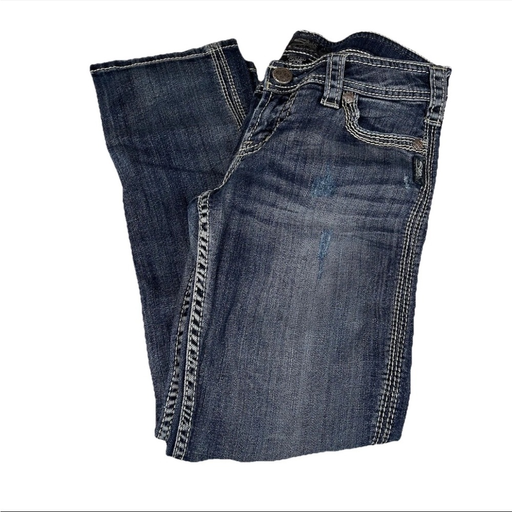 Silver Jeans Women’s Size 26 Twisted Capri Jeans Denim Dark Wash Blue #3617